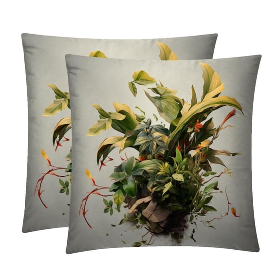 Fragmented Flowers Covers Pillows Set of 2 with Unique Patterns, Throw Pillow Inserts for Bed or Couch, Available in 16x16, 18x18, 20x20 Inches for Any Occasion