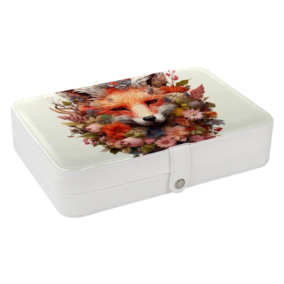 Fragmented Flowers Elegant PU Leather Display Case with Removable Compartment for Earring Organizer and Necklace Holder - Portable Storage Box
