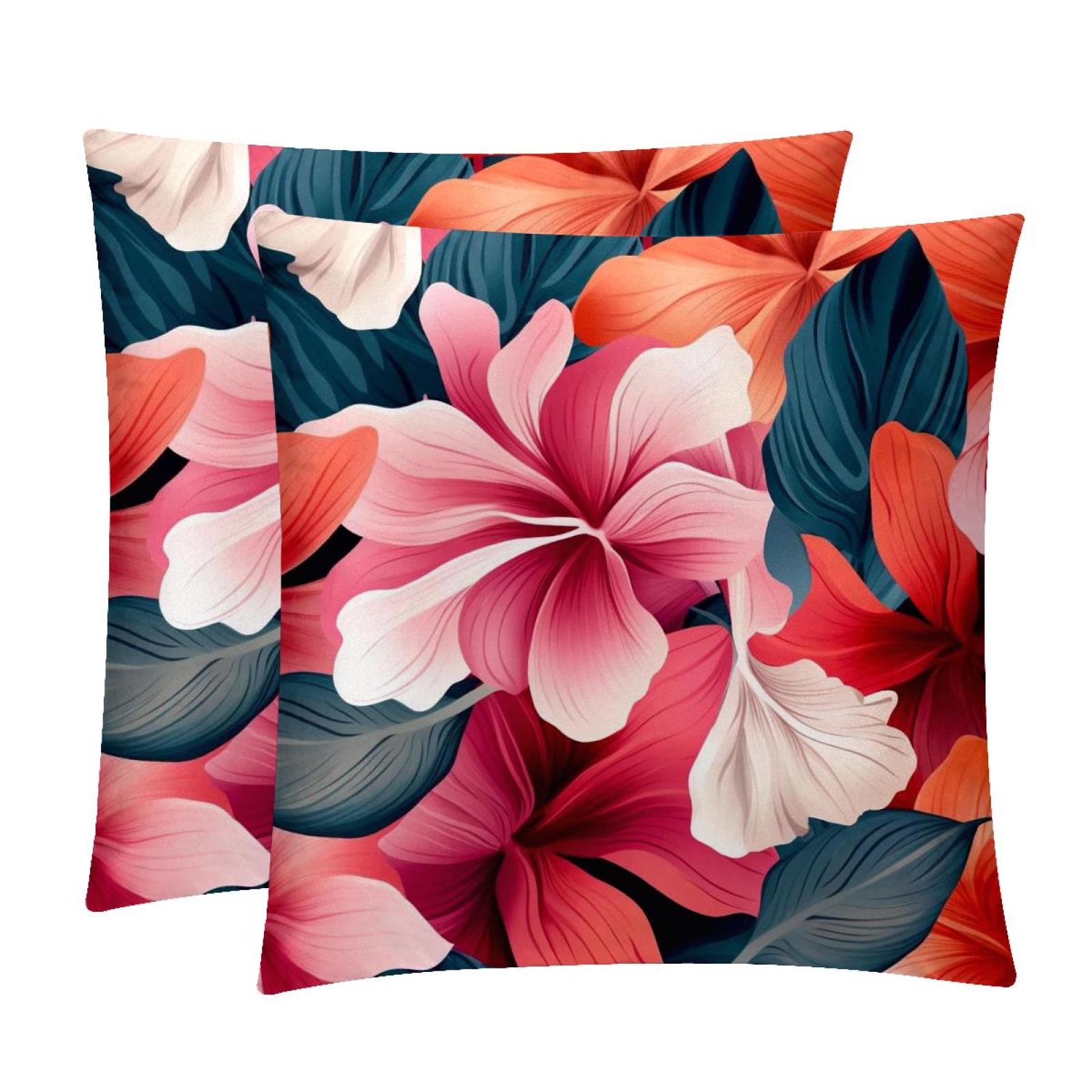 Fragmented Flowers Elegant Velvet Throw Pillow Covers Set of 2, 16x16