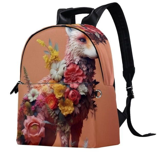 Fragmented Flowers Large Capacity Leather Backpack with Adjustable Shoulder Straps Printed Design Lightweight Bag for Men Women Teens Work School Camping Laptop Backpacks Canvas Backpack Walmart Busin...