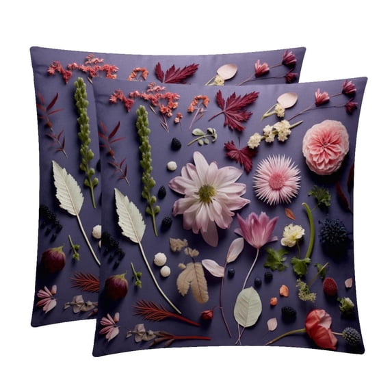 Fragmented Flowers Luxurious Velvet Throw Pillow Inserts with Unique Patterns - Set of 2 (16x16, 18x18, 20x20 Inches) for Bed, Chair Pillow Covers for Any Occasion