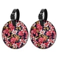 thumbnail image 1 of Fragmented Flowers Set of 2pcs PU Leather Round Suitcase Tags with Privacy Cover and Name ID Tag - Ideal for Travel Luggage, Handbags, Backpacks, School Bags, 1 of 6