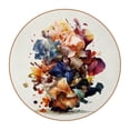 thumbnail image 1 of Fragmented Flowers Set of 6 Round Microfiber Leather Coasters, 11x11 cm/4.3x4.3 inch Drink Coasters for Table Home Decor, 1 of 6