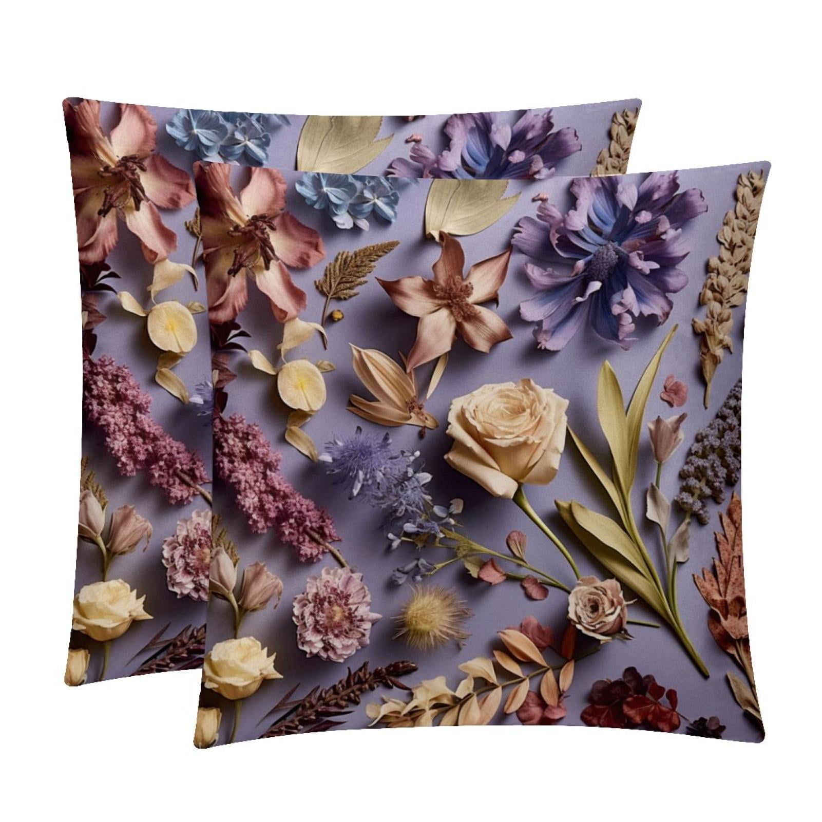 Fragmented Flowers Throw Pillow Covers Set of 2 with Unique Patterns