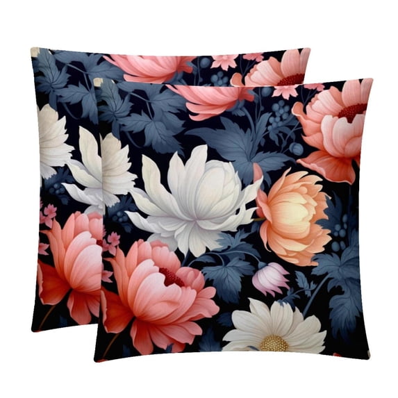 Fragmented Flowers Velvet Throw Pillow Covers Inserts in 16x16, 18x18, and 20x20 Inches - Set of 2 - Unique Patterns for Throw Pillow Covers for All Occasions