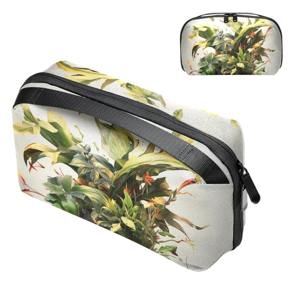Fragmented Flowers Waterproof Oxford Cloth Hard Drive Case Organizer for Electronic Gadgets - Charger Case, Travel Organizer, Cord Organizer Travel Small, Appliance Cord Organizer - 5.9x9.44x3.14 in