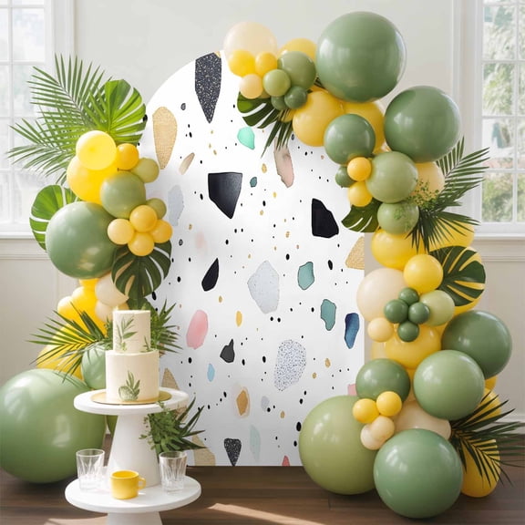 Fragments Puzzles Art Arch Backdrop Cover, 4FT, Colorful Dot Art Spandex Arch Covers Double-Sided Backdrop for Wedding Birthday Party Photo Background Decoration