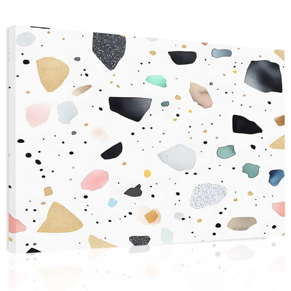 Fragments Puzzles Art Canvas Print Wall Art, Colorful Dot Art Wall Decor Modern Artwork Paintings Pictures for Living Room Framed and Stretched Ready to Hang, 12" x 16"
