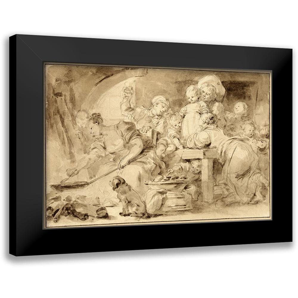 Fragonard, Jean-HonorÃ© 14x11 Black Modern Framed Museum Art Print Titled - Making Fritters (Les Beignets)