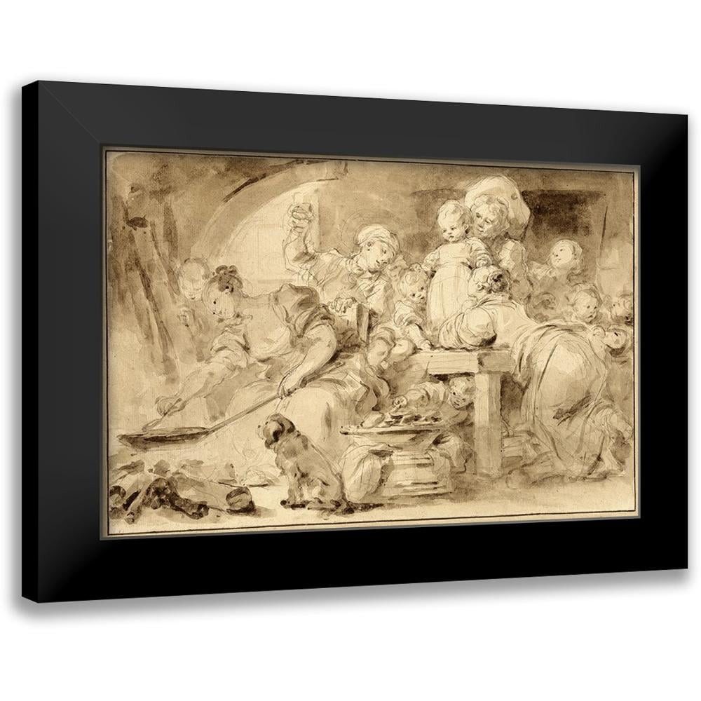 Fragonard, Jean-HonorÃ© 18x13 Black Modern Framed Museum Art Print Titled - Making Fritters (Les Beignets)