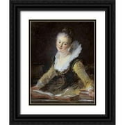 Fragonard, Jean Honore 12x14 Black Ornate Wood Framed with Double Matting Museum Art Print Titled - A Study
