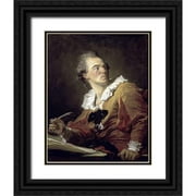 Fragonard, Jean Honore 12x14 Black Ornate Wood Framed with Double Matting Museum Art Print Titled - Inspiration