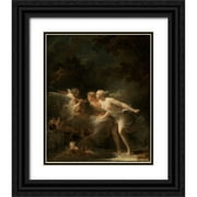 Fragonard, Jean-Honore 12x14 Black Ornate Wood Framed with Double Matting Museum Art Print Titled - The Fountain of Love