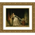 thumbnail image 1 of Fragonard, Jean-Honore 32x26 Gold Ornate Wood Framed with Double Matting Museum Art Print Titled - The Stolen Kiss, 1 of 4