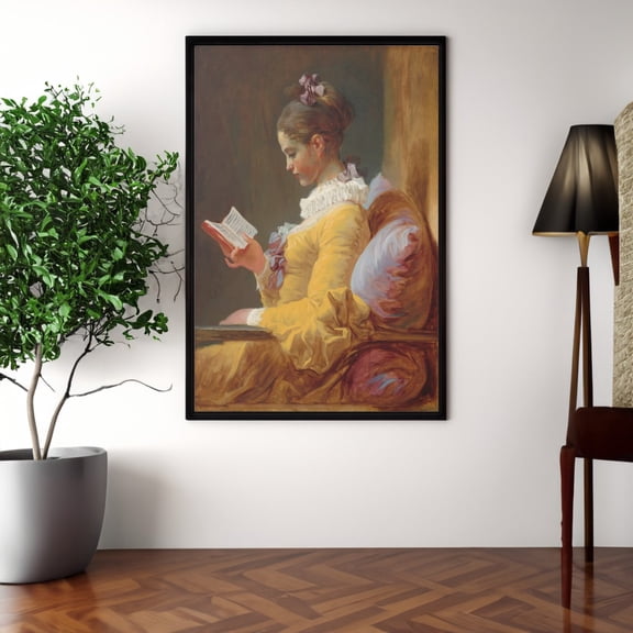 Fragonard The Reader Wall Art Reproduction, Rococo French Print, Unframed Canvas 24x36in