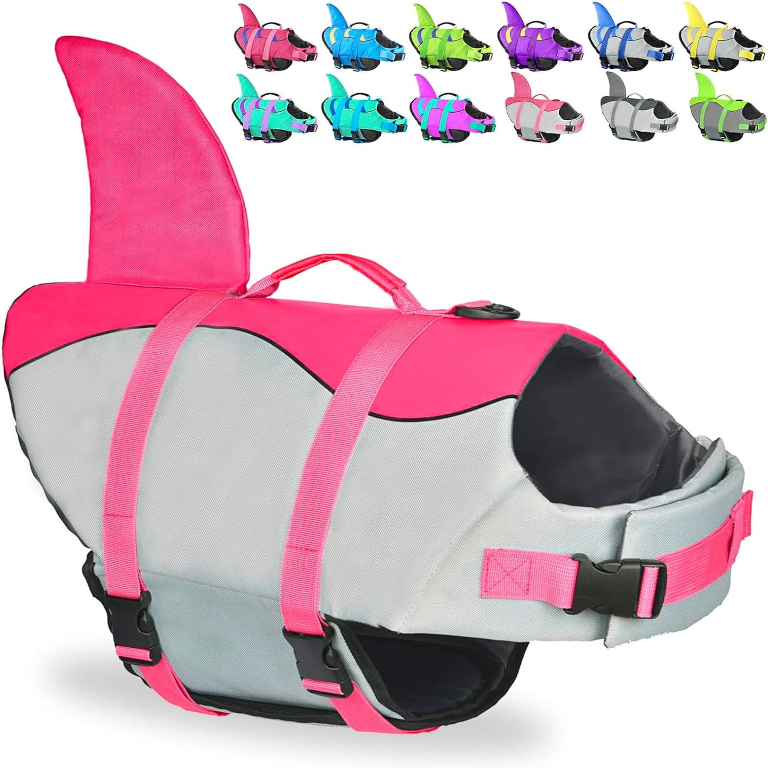 Fragralley Shark Dog Life Jacket Adjustable Dog Life Vest with Shark