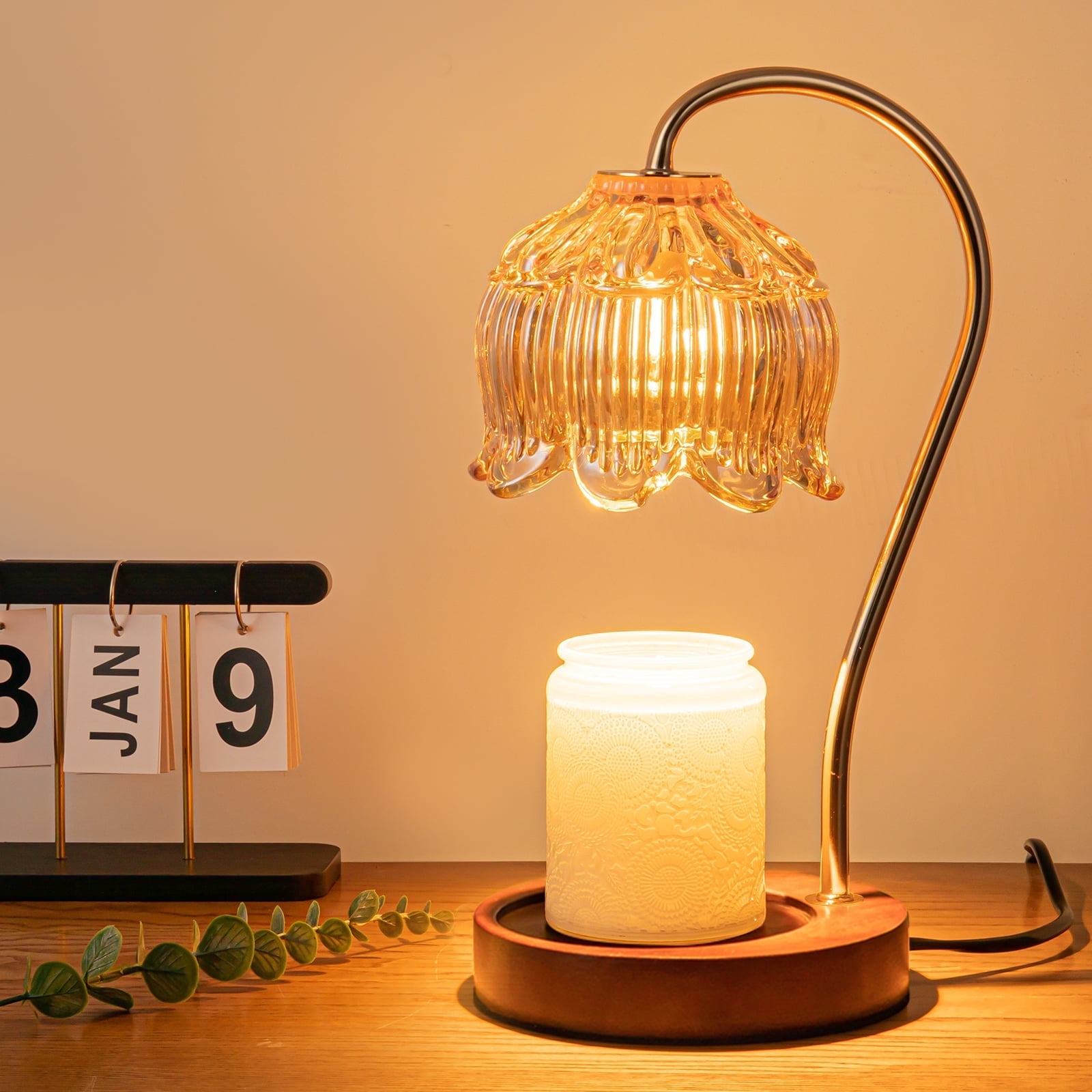 Magcharm Candle Warmer Lamp With Timer & Dimmable Light - Modern Black Seashell Design For Jar Candles