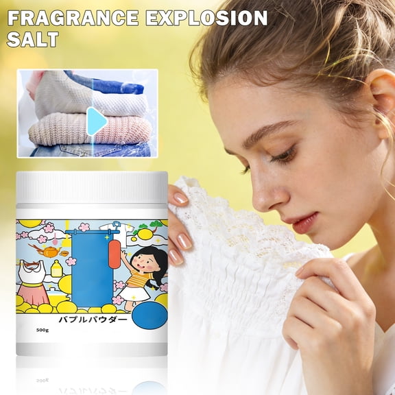 Fragrance Explosion Salt Laundry Detergent, Powerful Stain Removal & Fabric Softening, 500G Concentrated Powder For All Fabrics