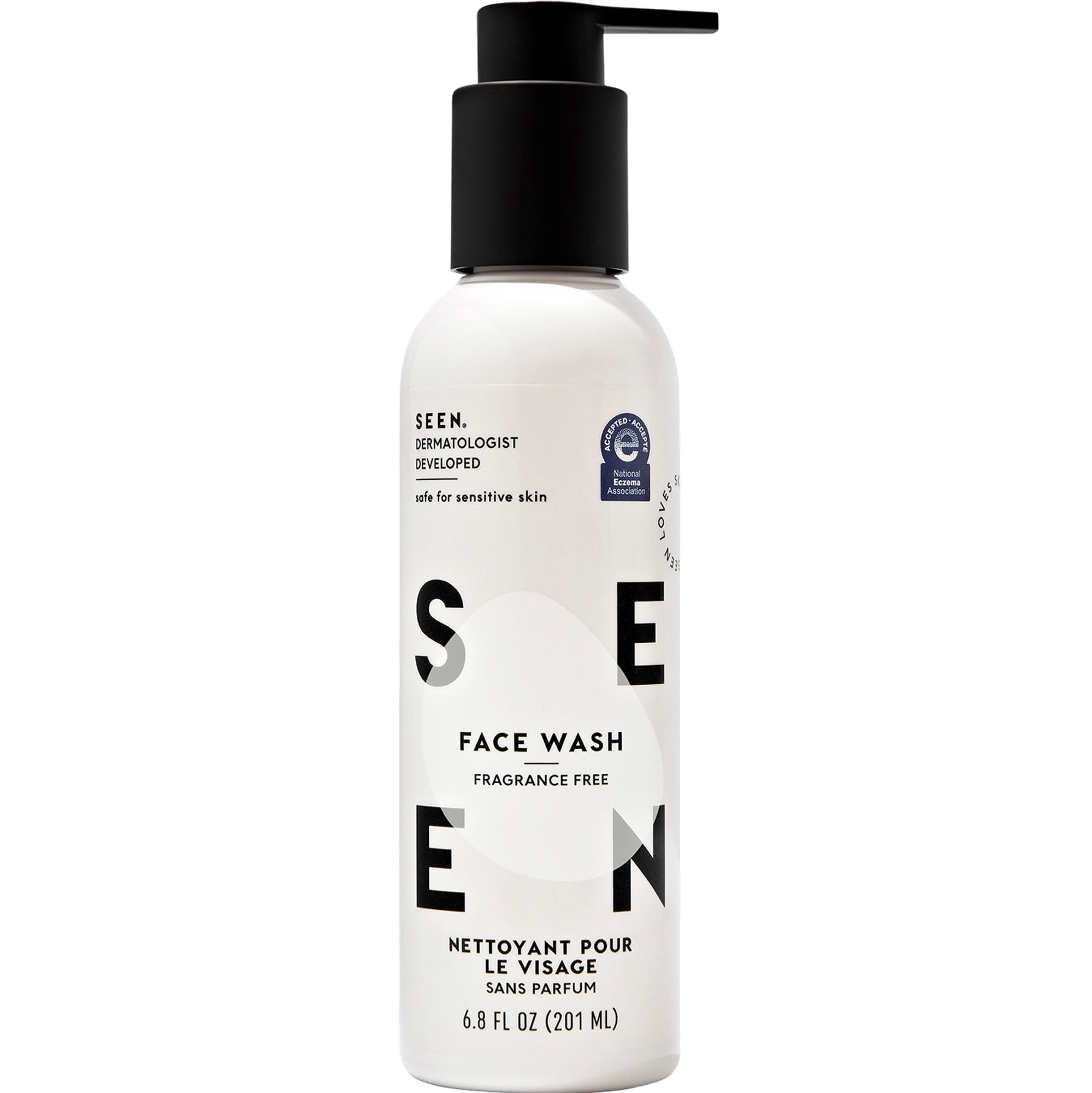 SEEN Face Wash, Fragrance Free -Non-Comedogenic & Non-Irritating Face Cleanser - Dermatologist-Developed - Safe for Sensitive, Eczema & Acne Prone Skin