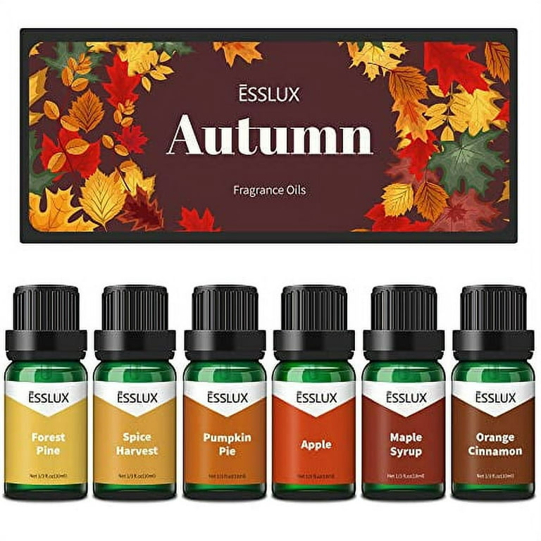 Fragrance Oil, ESSLUX Autumn Set of Scented Oils, Soap & Candle Making  Scents, Essential Oils Gift Set for Home Diffuser, Orange Cinnamon, Pumpkin