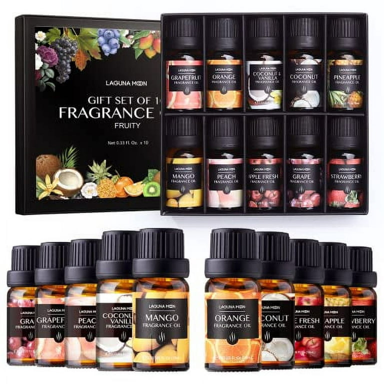 Fragrance Oil Set - Premium Grade 10 Pcs Scented Oils for Candle Making,  Soap Scents, Aroma Beads, Bath Bombs, Perfume & Flavoring Oil for Lip Gloss  