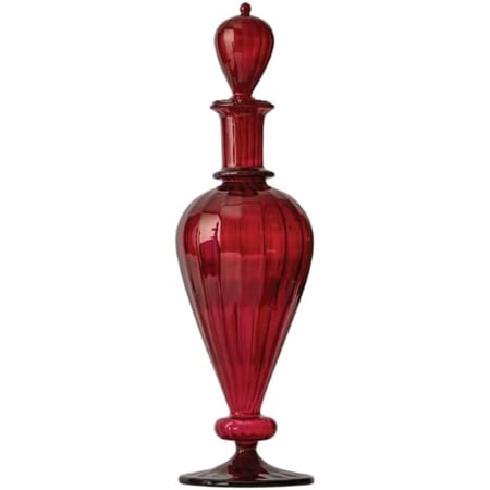 Fragrance Red Glass Decanter | decorative perfume bottles with stoppers | Fragrance refillable Bottle | colored empty bottle for decor | Decorative Bottles for coconut oils | Egyptian Glass Art