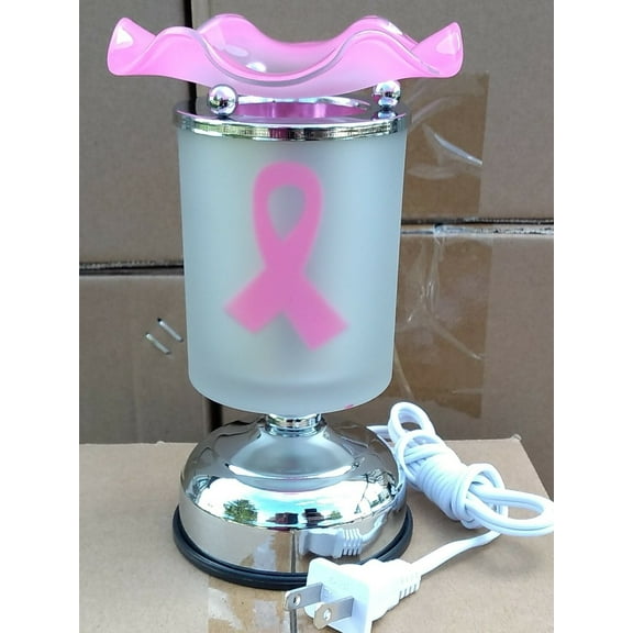 Fragrance Touch lamp Oil Warmer 3 Setting Dimmer, Breast Cancer Pink Ribbon