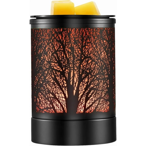 Fragrance Wax Melts Warmer with 7 Colors LED Changing Light Classic Black Forest Design Scent Oil Candle Warmer