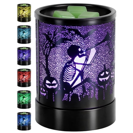 Fragrance Wax Melts Warmer with7 Colors Lighting Oil lamp Scented Candle Warmer Burner Melt Wax Cube Melter Classic Pine Forest Deer Design for Home Décor, Office, and Gifts
