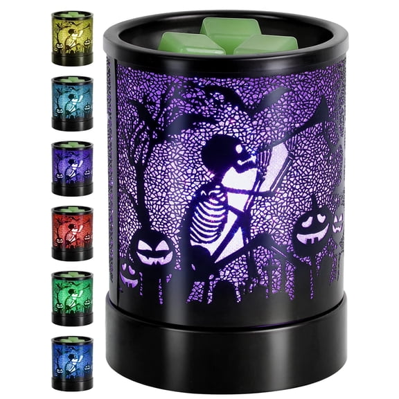 Fragrance Wax Melts Warmer with7 Colors Lighting Oil lamp Scented Candle Warmer Burner Melt Wax Cube Melter Classic Pine Forest Deer Design for Home Décor, Office, and Gifts