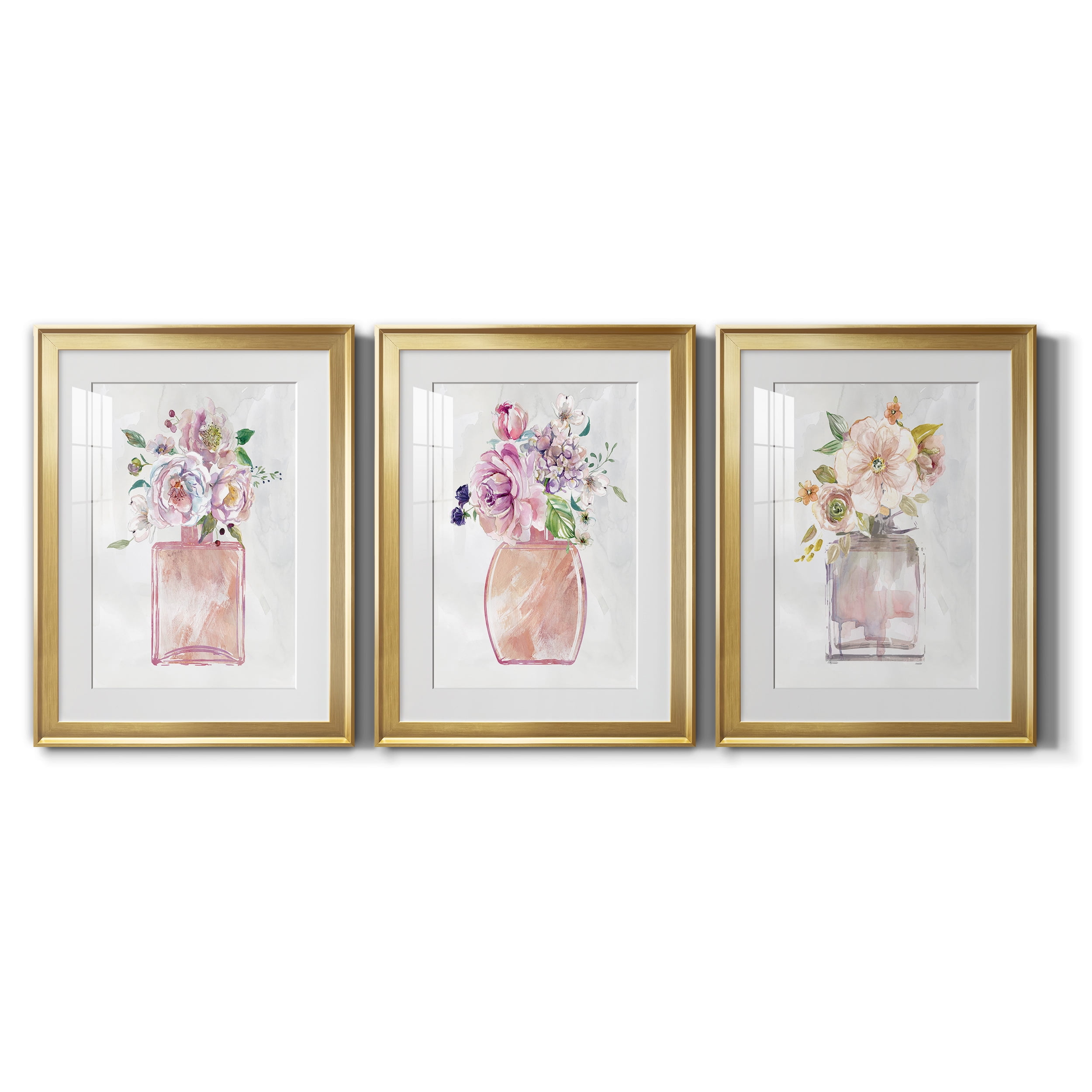 Fragrance of Summer I Premium Framed Prints Set of 3 - Ready to Hang - 22 x 30 Each - Gold Frame