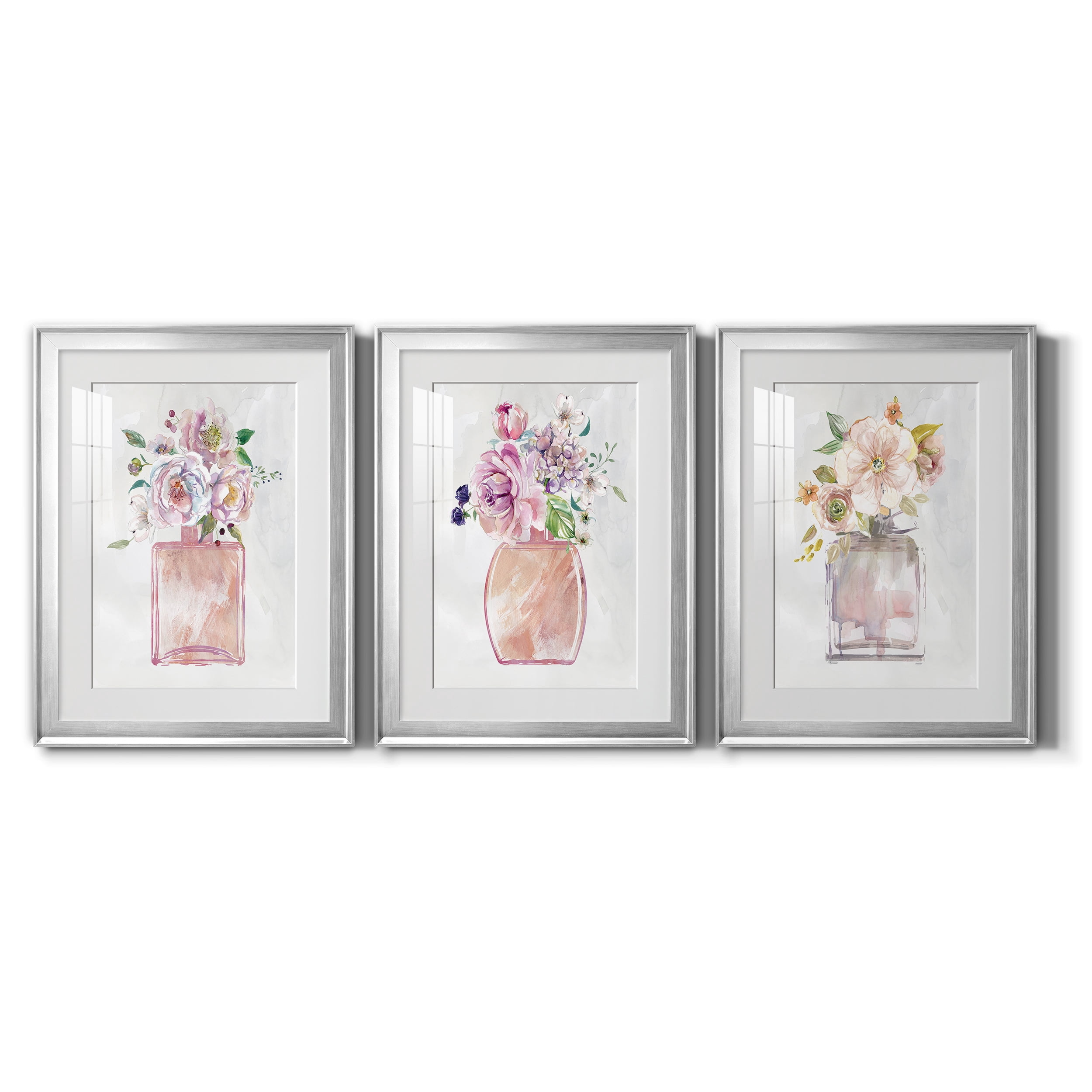 Fragrance of Summer I Premium Framed Prints Set of 3 - Ready to Hang - 22 x 30 Each - Silver Frame