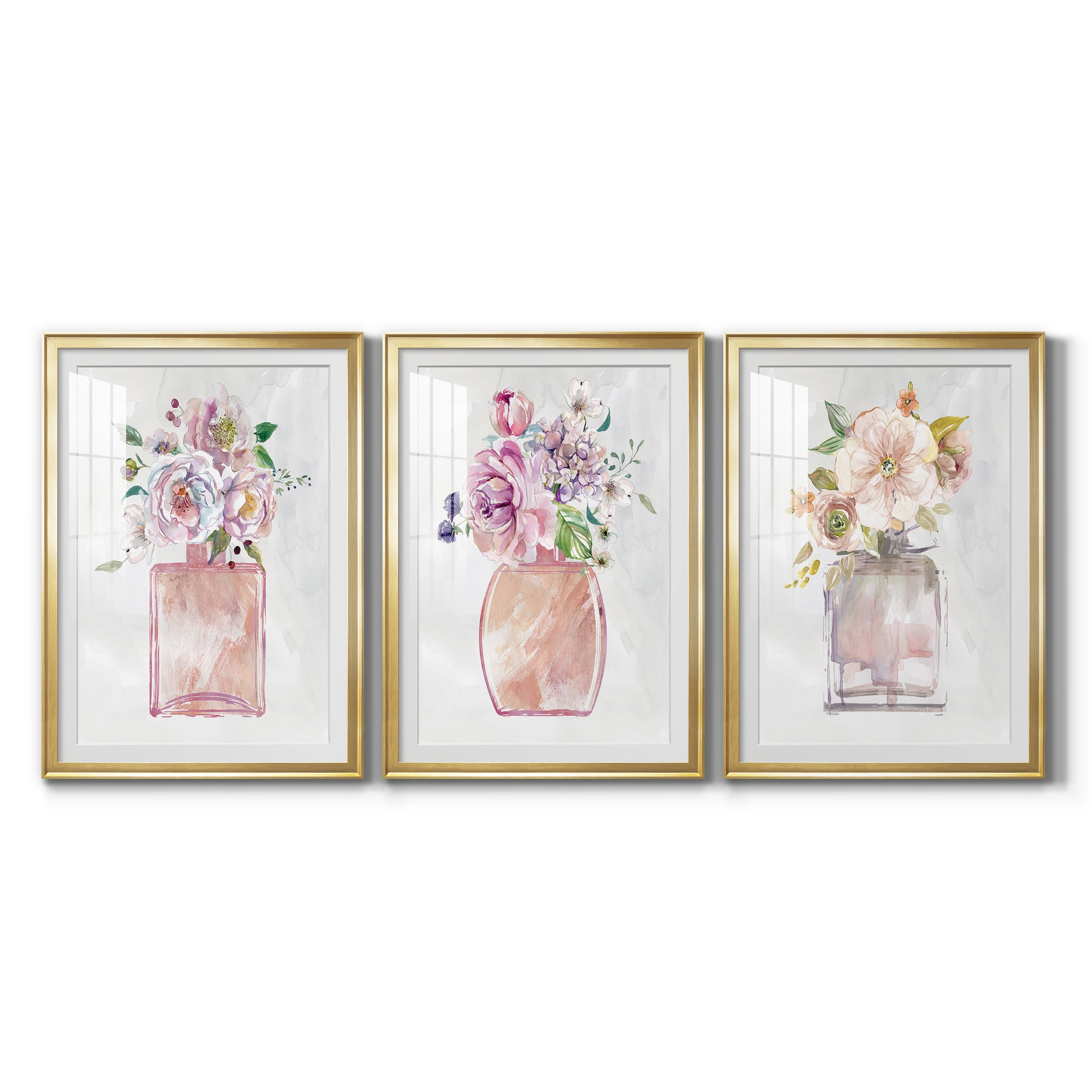 Fragrance of Summer I Premium Framed Prints Set of 3 - Ready to Hang - 30.5 x 42.5 Each - Gold Frame