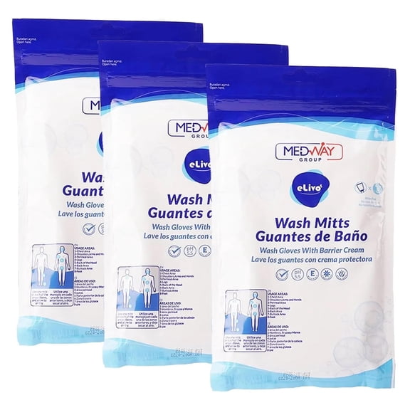 Fragranced Large and Durable Wash Mitts | Rinse Free Microwaveable Adult Bed Bath Durable Skin Cleansing Cloths | Wet Wash Gloves | Incontinence Wash Cloths | 24 Count