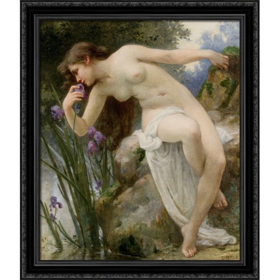 Fragrant Iris 28x32 Large Black Ornate Wood Framed Canvas Art by Guillaume Seignac