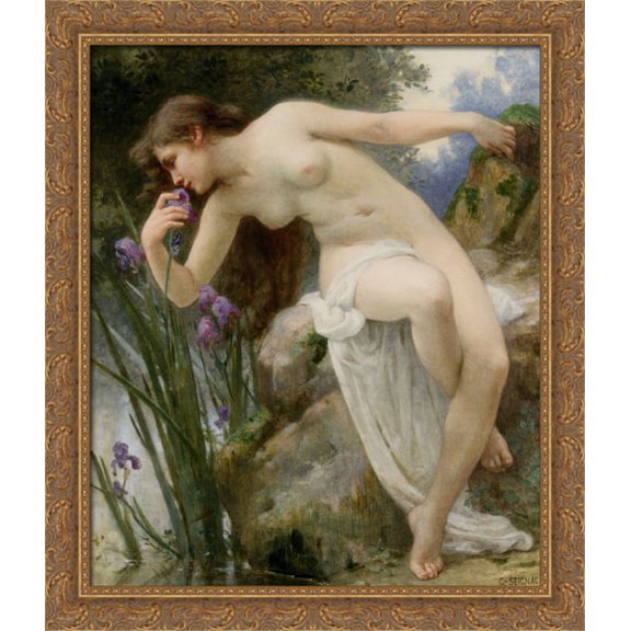 Fragrant Iris 28x32 Large Gold Ornate Wood Framed Canvas Art by Guillaume Seignac