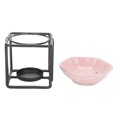 Fragrant Oil Warmer Iron Frame Ceramic Bowl Tealight Candle Holder