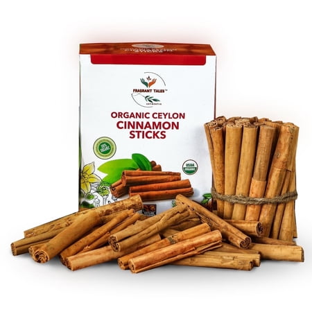 Fragrant Tales Organic Ceylon Cinnamon Sticks - 1 lb (454g), USDA Certified, Non-GMO, True Cinnamon