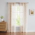 thumbnail image 1 of Fragrantex Linen Summer Sheer Curtains 84 inches for Living Room Leaf Embroidery Patterned Sheers Window Curtains Draperies Rod Pocket 38"Wx84"L,2 Panels,Champagne, 1 of 7