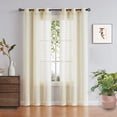 thumbnail image 1 of Fragrantex Sheer Horizontal Striped Yellow Curtains 95 inch Long for Living Room White and Yellow Striped Curtains Light Filtering Grommet Top 40"Wx95"L,2 Panels, 1 of 6