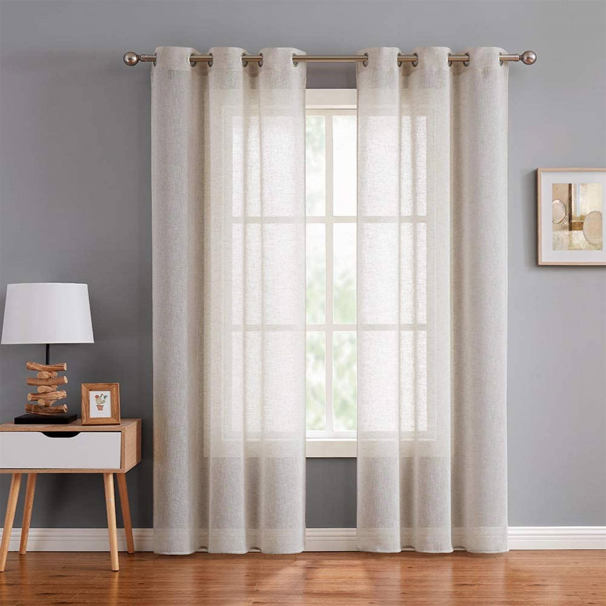 Kate Aurora Biscayne Bay 4 Piece Floral Sheer Grommet Top Curtains ...