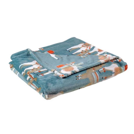Fraiche Maison T1111068-SY-ANM0761 50 x 70 in. Llama Novelty Printed Velvet Plush Throw - Aqua