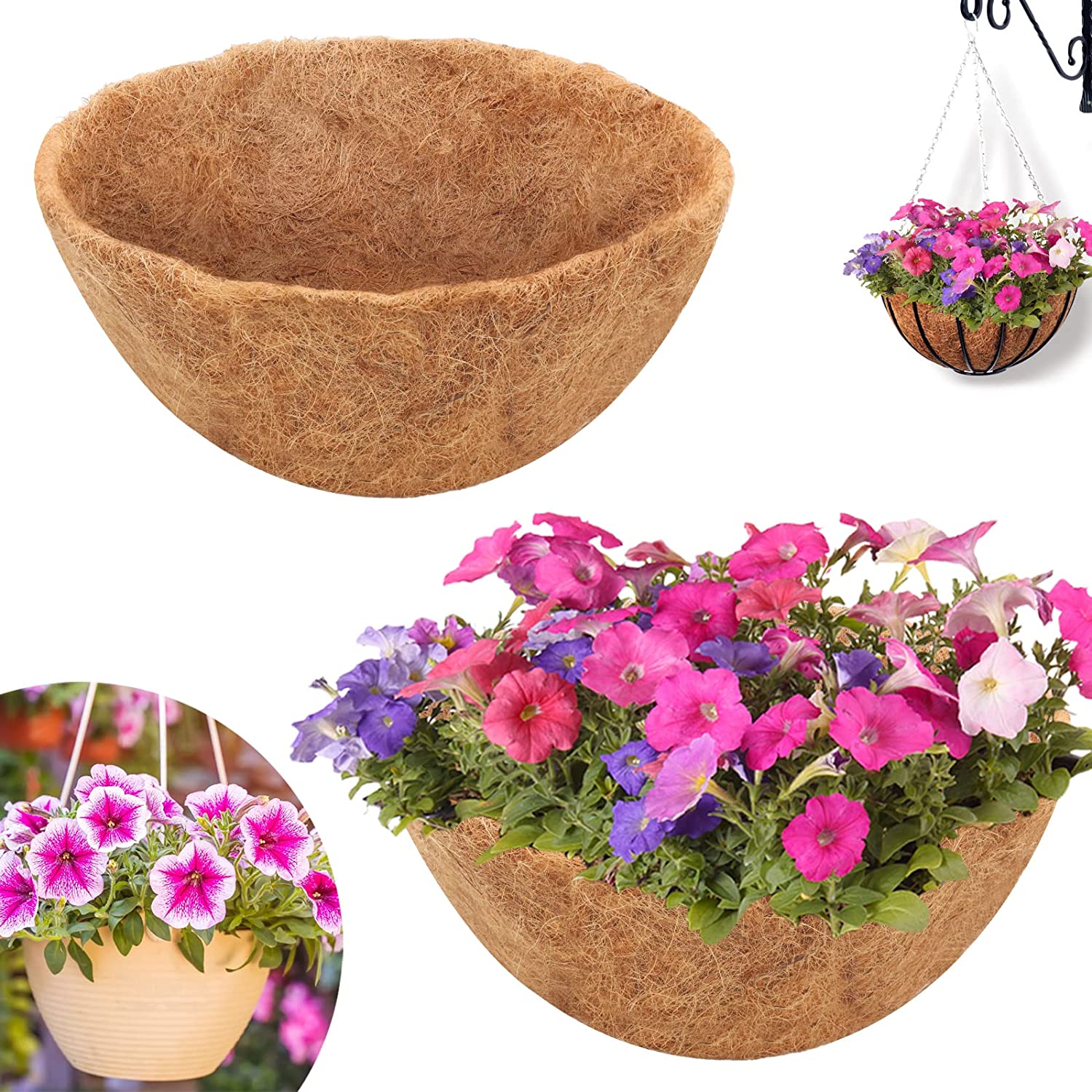 Fraigo 2PCS Coco Liner for Hanging Basket 10 Inch Round 100 Natural