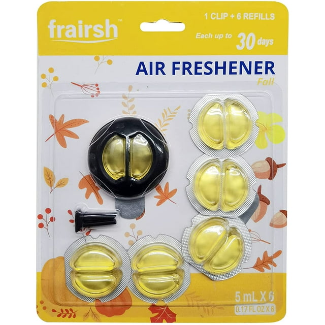 Frairsh Fall Autumn Scent Car Air Freshener Vent Clips 6 Pack, 5ml each, Up to 180 Days Long