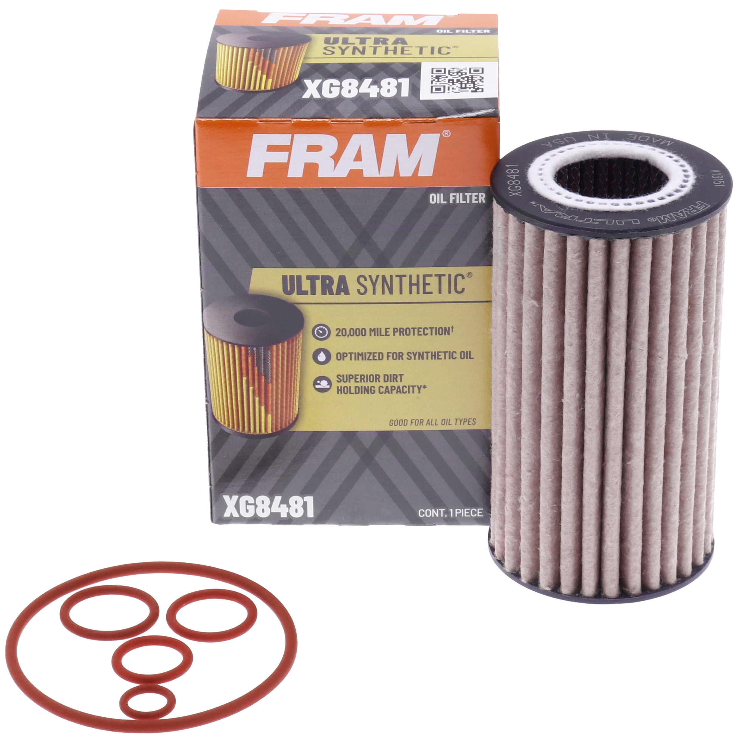 FRAM Xtended Guard Oil Filter, XG8481, 20K Mile Engine Protection
