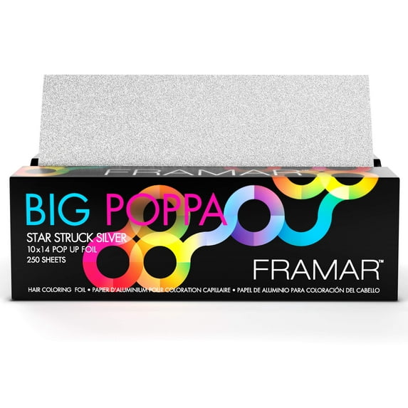 Framar Big Poppa Star Struck Silver Pop Up Hair Foil, Aluminum Foil Sheets, Hair Foils For Highlighting - 500 Foil Sheets – 10x14 inches