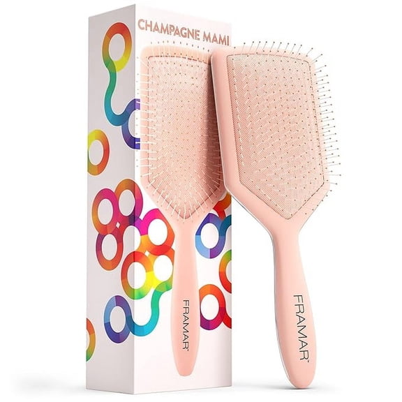 Framar Detangler Brush, Paddle Brush Elegant Detangling Brush, No more Tangles Hair Brush Hair Brushes for women, men and children (Champagne)