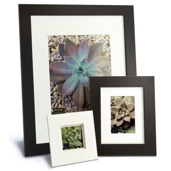 Framatic Metro Seamless 5x7" MDF Composite Wood Board Frame Matted for a 5x7" Photograph, Black