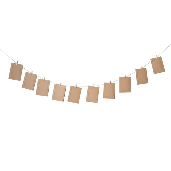 Frame Banner Photo Picture Paper Hanging Frames Wedding Birthday Wall Collage Cardboard String Kraft Clips Display