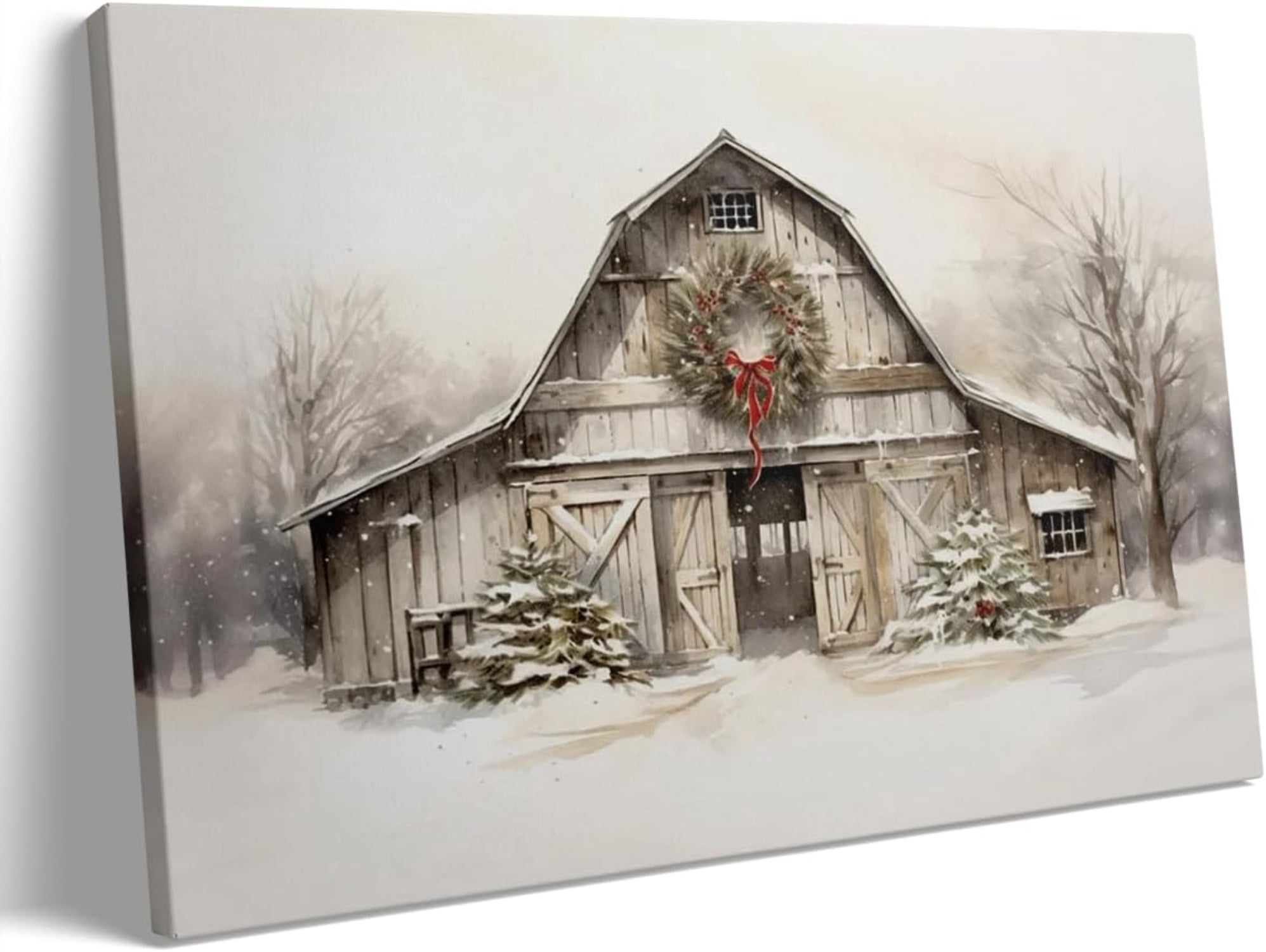 Frame Canvas Art Printing Christmas Farmhouse Winter Canvas Print Wall ...